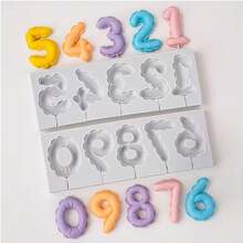 2个灰色硅胶数字（0-9）3D立体浮雕翻糖巧克力模具，生日蛋糕装饰DIY烘焙手工制作，用于蛋糕装饰 - 淺灰色 - 查看 6