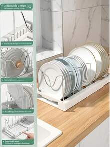[2-7 Days Must Arrive] 1Pc Expandable Pot And Pan Organizer Rack For Kitchen Cabinet, Adjustable Pot Lid Holder With Stainless Steel Dividers, Space Saving Drawer Storage Rack For Frying Pans & Dutch Ovens, Sturdy White Cabinet Sorter For Baking Sheets & Cutting Boards, Modern Kitchen Organization Essentials, Heavy Duty Pull-Out Pot Caddy, Rust-Resistant Pantry Storage Solution, Multi-Functional Dish & Lid Drying Rack, Apartment Must-Haves, Home Improvement Kitchenware Sorter, New Home Essentials, Versatile Household Items For Small Spaces, Durable Metal Cookware Display Stand - Multicolor - View 8