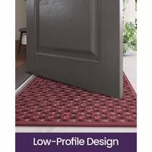 Front Door Mat Outside Entrance Rubber Welcome Floor Mats, Doormat Heavy Duty Non Slip, Dirt Trapper Waterproof Exterior Entry Mats For Patio Entryway Drainage,Home Decor - 紅色 - 查看 8