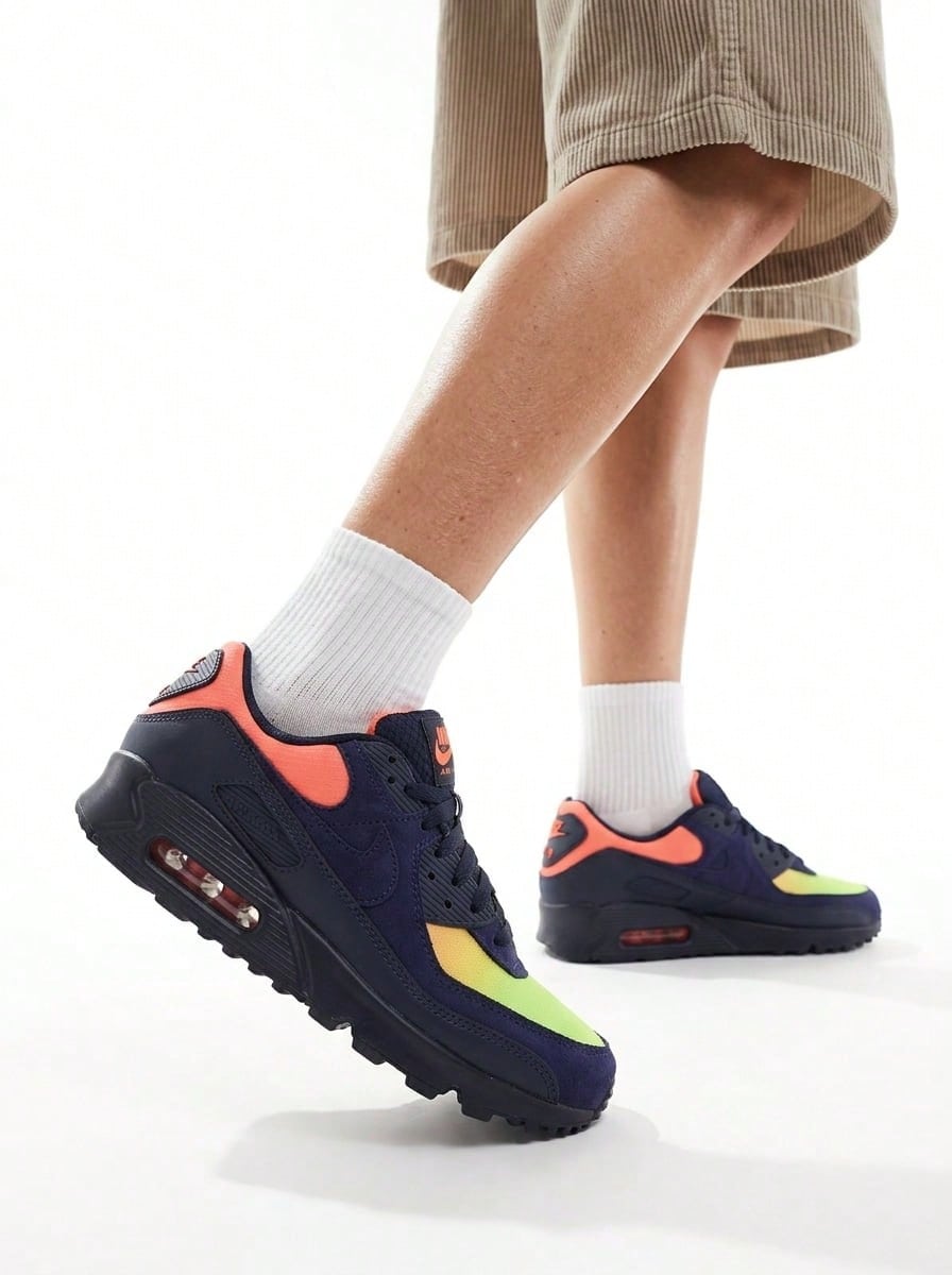 Air Max 90 Women's Casual Shoes Blue DM0029 - LEMON VENOM/BLACKENED BLUE-HYPER CRIMSON - 查看 1