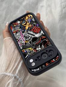 NR5アニメーションモーターアート,対応するPixel 10 9 8 Pro 9A 8A ケース、対応するiPhone17 16 15 14 13 12 11 Pro Max 7 8 16 15 14 Plus 16e 17e 17 Air ケース、フルカメラ保護ソフト TPU ケース、キャンディカラーエンジェルアイラダーマットシリコン肌に優しいタッチフォンケースカバー（女性＆女の子向け） - ブラック - チェックする 3