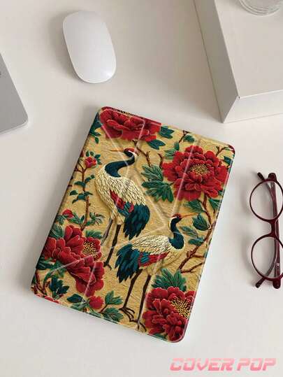 1 ốp lưng bảo vệ phẳng in hình hoa hồng và chim hạc, tương thích với Apple 10.2", Pro 11" (2020/2021), (A16) 11" 2025 thế hệ thứ 11, thế hệ thứ 9/10, Apple Air 4 10.9", Galaxy Tab S6 Lite, Kindle thế hệ thứ 11 2024; Chống rơi vỡ và chống mài mòn, có khe cắm bút cảm ứng, hỗ trợ chức năng ngủ/thức, lãng mạn và tinh tế, thích hợp làm quà tặng sinh nhật và ngày lễ cho bạn bè và gia đình.