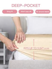 Ga trải giường trơn HONEYMOON 1 chiếc, chất liệu 100% polyester, nhẹ như mây, phù hợp với nệm có độ sâu 9-12 inch, mềm mại và thoáng khí, không co rút - Kích thước T F Q K cho gia đình và ký túc xá, đạt chứng nhận Oeko-Tex, món quà tuyệt vời cho mẹ, màu kaki nhạt. - Kaki nhạt - Xem 4