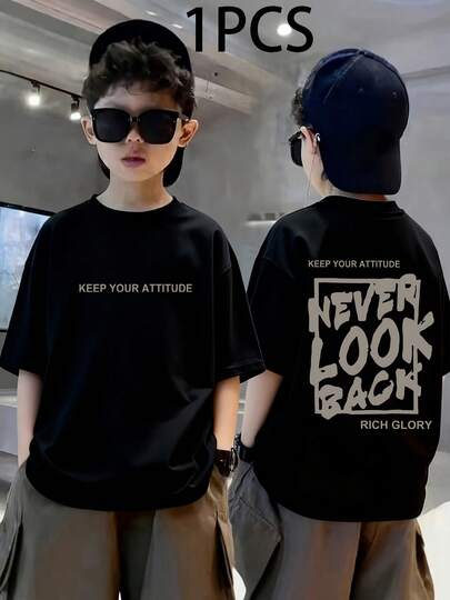 男の子用100%純綿半袖Tシャツ - な子供服、中学生向け万能で個性的な半袖Tシャツ