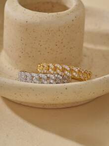 Nhẫn Ewell Fine Jewelry Chic bằng bạc sterling 925 cao cấp, mạ vàng 18k, dây xích mắt xích, đính đá Zirconia, thích hợp cho bé gái. - Vòng xích liên kết - Xem 2