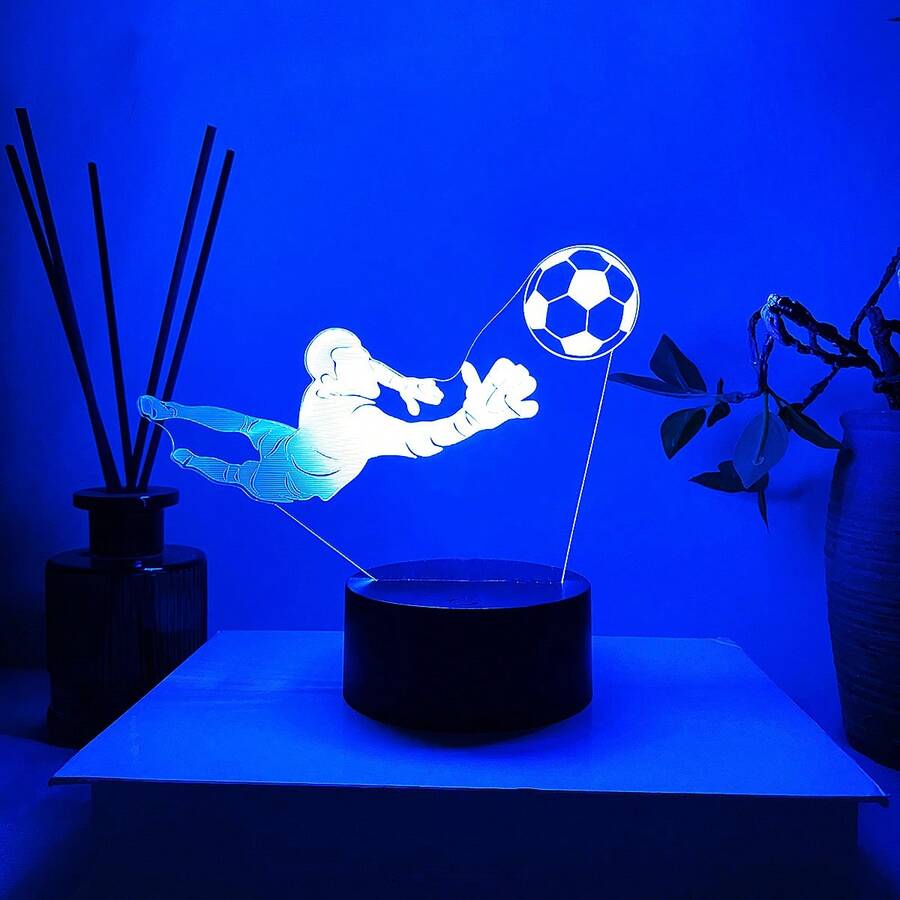 1pc Creative 3D Night Light, Football Themed Decorative 7-Color Changing Lamp, Touch Control Color Changing, Great Gift For Football Fans, Birthday, Holiday, Atmosphere Lighting - Multicolor - View 1