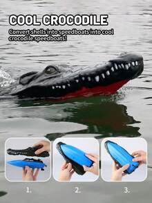 1pc Crocodile High-Speed RC Boat, 2.4GHz High-Speed Remote Control Boat, Simulates Real Crocodile Head Speed And Movement, Escape Boredom, Experience Water Speed And Control, Perfect Water RC Boat For Kids And Adults In Hot Summer, Fast RC Toy Gift For Children - Multicolor - View 4