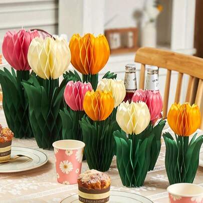 6 Quả cầu tổ ong hình hoa tulip trang trí, Quả cầu giấy tổ ong treo trang trí ngày lễ, Thích hợp để trang trí bàn tiệc, tiệc tùng, quả cầu tổ ong hoa mùa xuân/hè, trang trí bàn tiệc sinh nhật, tiệc ngoài trời, trang trí Ngày của Mẹ, trang trí lễ tốt nghiệp, trang trí nhà cửa, trang trí đám cưới (Màu ngẫu nhiên)