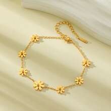 1 Set de Joyería con Diseño de Flor de Margarita Delicada, Collar y Pulsera, Adecuado para la Vida Diaria, Reuniones o Fiestas de Mujeres - Amarillo Oro - Ver 10