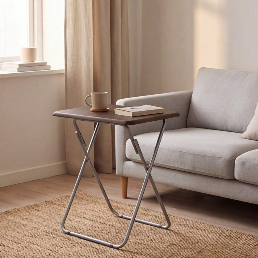 25In Portable Folding TV Tray Table On Bed & Sofa,TV Dinner Tray With Sturdy MDF,Portable Table With No Assembly Required (Walnut,1PC) - 核桃 - 查看 1
