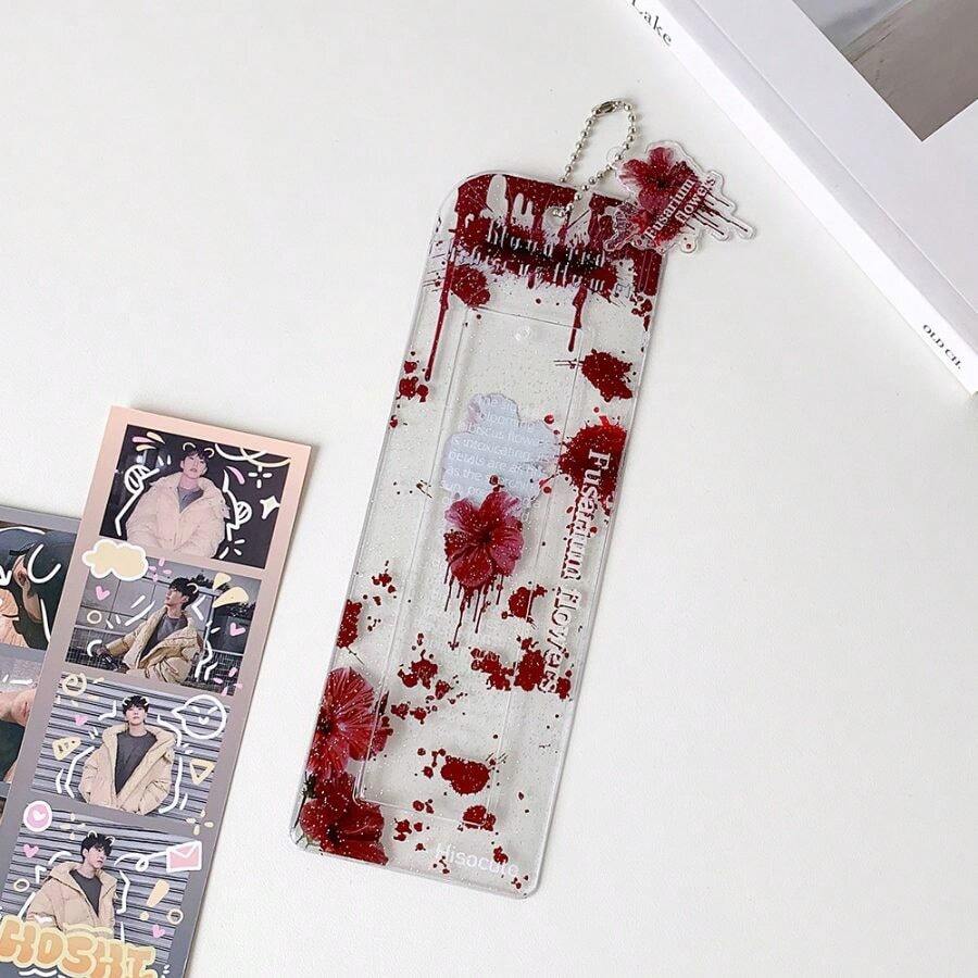 Summer Girl Sweet Cool Style Transparent Life Four-Frame Card Holder Long Photo Sticker Pendant Flower Card Holder Star Chasing Card Holder - kiểu số 2 - Xem 1
