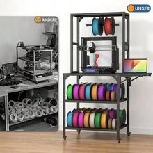 3D Printer Stand, Sturdy 3D Printer Table With Filament Tray, T-Shaped Spool Holder With Wheels, 3D Printer Workbench For 3D Printing Studio, Home Office Workshop - 黑色 - 查看 6