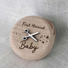 Baby’s First Lock of Hair Keepsake Box 新生儿必备木质宝宝第一次理发纪念盒，新生儿第一次理发收纳盒，婴儿派对礼物，新生儿男女宝宝派对装饰，新生儿公告，新生儿必备礼物 - 彩色 - 查看 6