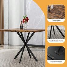 Square Dining Table, Modern Medieval Style Square Dining Table For 4-6 People, Can Also Be Used As A Coffee Table In The Kitchen, Dining Room, Or Office, Saving Space - Brown - View 3