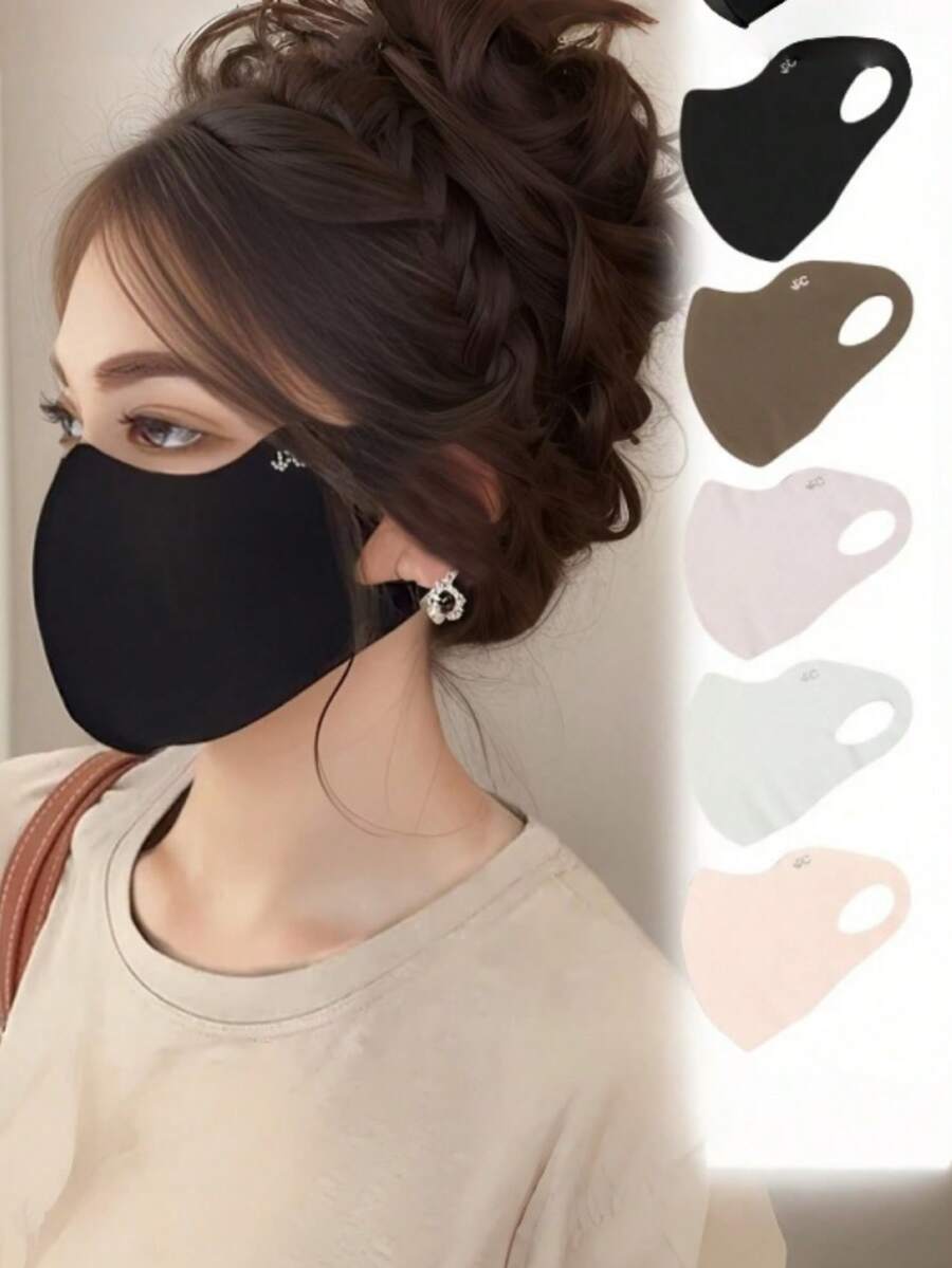 Khẩu trang chống tia UV bằng lụa băng (1/2/5 chiếc), khẩu trang thoáng khí chống nắng cho nữ, khẩu trang che nắng khi đạp xe mùa hè, khẩu trang trong suốt bảo vệ mắt. - Nhiều màu - Xem 1