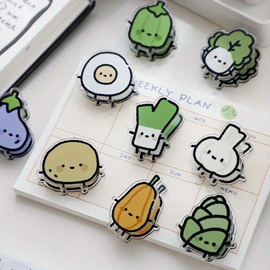 6 kẹp giấy hình rau củ ngộ nghĩnh - Kiểu ngẫu nhiên - Kẹp acrylic & nhựa PP, đồ dùng học tập dễ thương, thẩm mỹ, dụng cụ sắp xếp hồ sơ tối giản.