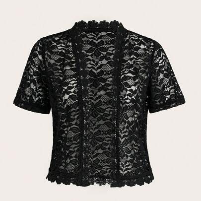 Áo khoác cardigan mỏng ren thêu rỗng, màu trơn, hơi trong suốt, gợi cảm dành cho nữ