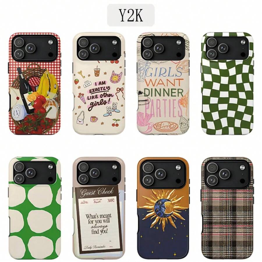 Funda de Lujo Y2K Picnic Time para iPhone 17 16 15 14 13 12 11 Air Pro Max Plus de Doble Capa - Azul - Ver 1