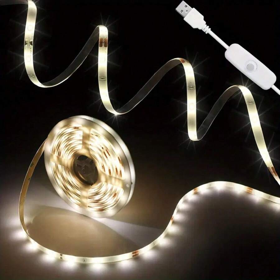 [10م/5م/3 أمتار/2م/1م] شريط إضاءة LED مرن، يعمل بالطاقة عبر USB، مفتاح مدمج، مقاوم للماء، ذاتي اللصق، تصميم قابل للقطع، مناسب للخزائن والجدران والممرات والمطبخ وإضاءة المنزل الداخلية DIY