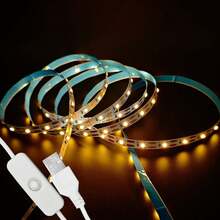 [10م/5م/3 أمتار/2م/1م] شريط إضاءة LED مرن، يعمل بالطاقة عبر USB، مفتاح مدمج، مقاوم للماء، ذاتي اللصق، تصميم قابل للقطع، مناسب للخزائن والجدران والممرات والمطبخ وإضاءة المنزل الداخلية DIY - أبيض - مشاهدة 4