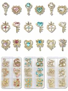 Bộ 10 món với tổng cộng 51 kiểu dáng phụ kiện trang trí móng tay, 30 món trong một hộp. Bộ sưu tập 3D sang trọng, tinh tế, hình đũa thần tình yêu, màu hồng, tím, đỏ, xanh dương, đá quý trang trí móng tay, thích hợp cho cuộc sống hàng ngày, lễ hội, tiệc sinh nhật, trang trí móng tay, túi xách, ốp điện thoại. - Nhiều màu - Xem 6