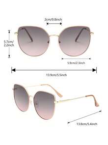Visivana 1 Pair Cat Eye Metal Copper-Tone Gradient Lens Fashion Glasses For Women, Suitable For Daily Street Style, Tropical Beach Vacation, Fits All Face Shapes, Summer Family Travel Accessory - 1pc Black and Gray - View 6