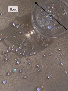 1/2 boîte de perles de sirène Aurora, perles à bulles Macaron à la mode, décoration de strass à fond plat semi-circulaire haute brillance, couleur nacrée translucide de sirène, décoration de nail art rêveuse et girly, matériel à la mode pour DIY nail - Multicolore - Voir 8
