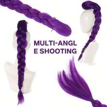 26 Inch Purple Braided Wig For Kids, Suitable For Children's Costume Party, Christmas Party - Purple DIY Hair Bulk - View 4