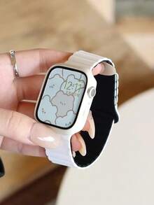 1条男女通用硅胶磁吸表带，双色硅胶磁吸表扣，兼容，适用于42mm、38mm、40mm、41mm、44mm、45mm、46mm、49mm尺寸的，时尚智能手表表带，兼容Ultra2、Ultra SE2、SE 11、10、9、8、7、6、5、4、3、2、1系列，可作为返校礼物 - 彩色 - 查看 6