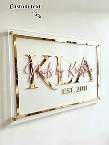 Custom Acrylic Commercial Signage | Acrylic Logo Signage | Welcome Signage | Salon Signage, Custom Acrylic Commercial Logo Signage: Modern Office Decor, Custom 3D Acrylic Logo Signage (Suitable For Door Or Wall), Modern Salon Signage With Stand, Commercial Signage - Multicolor - View 2