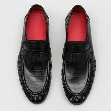 Slip-On Lightweight Men's Loafers, Black Derby Shoes, Men's Casual Style, Old Money Business Men's Shoes - Đỏ - Xem 5