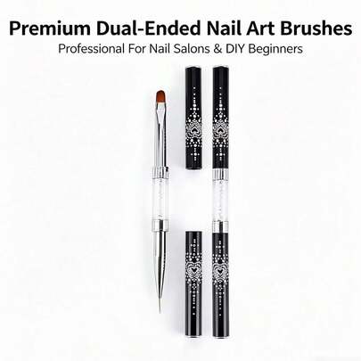 White Rhinestone Dual-Ended 2-In-1 Nail Art Carving Brush