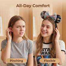 Disney Băng đô tai chuột Minnie đính kim sa đen bạc, chất liệu xốp mềm. - Nhiều màu - Xem 2