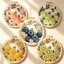 Fruit Series Hand Embroidery DIY Kit, Multiple Styles Available, Beginner Friendly Tool Set, Healing Home Decor, Gift For Friends - Multicolor - View 2