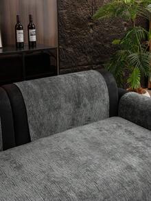 1pc Solid Color Chenille Sofa Cushion, Minimalist Chic Style Sofa Cover, Anti-Slip Anti-Cat Scratch Sofa Protector, Home Decor For All Seasons, Suitable For 1/2/3/4 Seater Sofa - Dark Grey - View 8