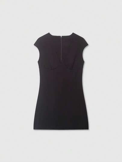 V-Neck Solid Color Casual Sleeveless Mini Dress