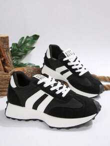 Spring/Autumn New White Women's Sneakers, Low-Top Low-Heel Round Toe Lace-Up Comfortable Casual Outdoor Sports Shoes, Versatile Multi-Function Shoes, Size 35-43 Available, Suggest Ordering One Size Up - màu đen - Xem 7