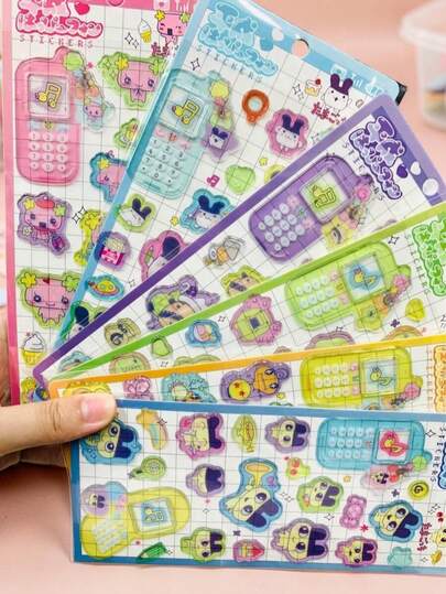 1 miếng dán 3D dễ thương, trang trí dập nổi bóng bẩy thú vị, miếng dán hoạt hình Nhật Bản lập thể hấp dẫn, chất liệu cứng cáp, tự dính, chống thấm nước, không dính.