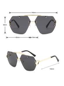 1 chiếc kính phi công thời trang unisex thiết kế rỗng, đinh tán đa giác bằng kim loại, phong cách hiphop đa năng, thích hợp cho tiệc tùng, kỳ nghỉ, lễ hội âm nhạc. - Vàng - Xem 3