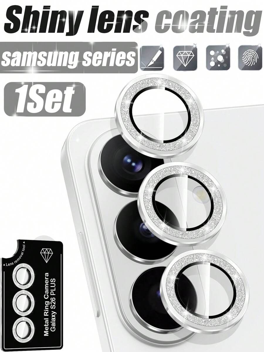 1片装 - 适用于三星Galaxy S26 Plus的银色闪光相机镜头保护膜。产品特点包括:独立金属环钢化玻璃镜头盖,强力粘合,防刮超薄透明镜头盖,兼容Galaxy S26 Ultra/S25 Ultra/S24 Ultra/S23 Ultra/S22 Ultra/S25 Plus/S24 Plus/S23 Plus/S22 Plus/S26/S25/S24/S23/S22。 - 銀色 - 查看 1