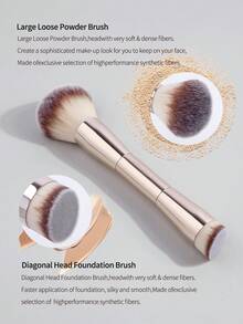 MAANGE 1 cọ trang điểm mặt bằng nhôm, dùng để đánh má hồng, đánh phấn phủ, tạo khối, bắt sáng, tán màu, lấy kem nền, dụng cụ trang điểm, cọ trang điểm du lịch, quà tặng cho phụ nữ và bé gái. - Vàng - Xem 7