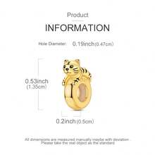 Set Of 1 Silver-Plated Gold-Tone Rubber Stopper Clasps Featuring Small Tiger, Leopard, And Lion Designs. Original Sporty Design Suitable For DIY Bracelets And Necklaces. Exquisite Zirconia-Embellished Pendant Chains And Accessories For Creating Unique Jewelry. Vibrant Sports Fan Theme, Perfect For Both Crafting Projects And Everyday Wear. - Gold - View 3
