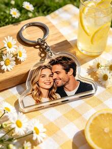 1 pieza Llavero acrílico personalizado para parejas, anillo de llaves con foto y texto personalizados, colgante acrílico transparente de doble cara, dije de llave con imagen personalizada, llavero a juego romántico para parejas, adecuado para novio/novia, aniversario, Día de San Valentín, boda, compromiso, regalo de cumpleaños, dije para bolsa de llaves de coche, recuerdo - Multicolor - Ver 3