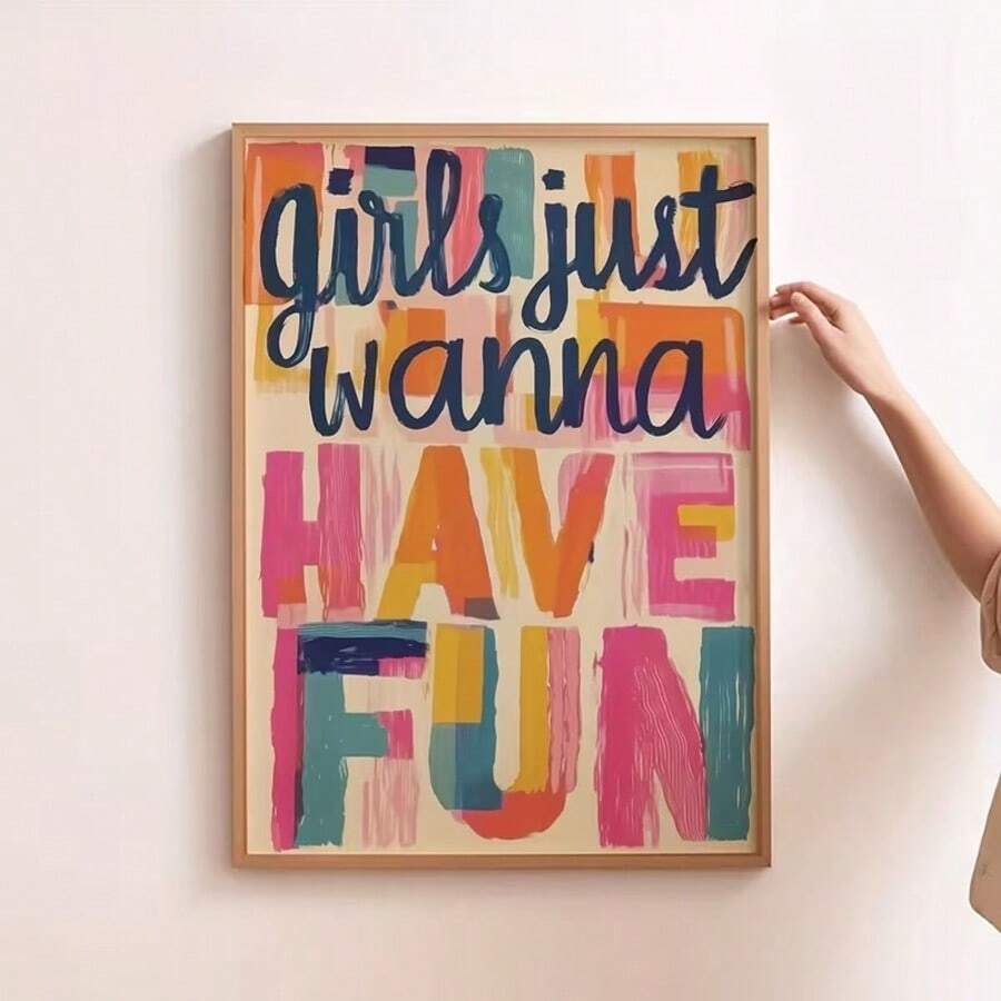 Bộ tranh gồm một áp phích với hình ảnh một cô gái chỉ muốn vui chơi, với các bản in nghệ thuật tích cực, tranh treo tường phong cách retro, các câu trích dẫn in trên giấy, thiết kế tối giản và tranh treo tường thập niên 80, không kèm khung. - Hoạt hình - Xem 1