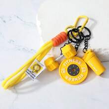 1个创意DIY迷你健身系列钥匙扣，高品质，可拆卸哑铃吊坠，情侣背包配件 - 彩色 - 查看 19
