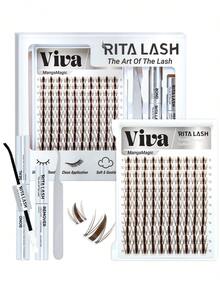 Viva | RITALASH 120PCS Manga Magic Collection Upgrade New Color - Dark Brown Lashes With Ultra-Dense, Waterproof, Long-Lasting Lashes | Fairy | Beginner-Friendly DIY Lashes For A Flawless, Voluminous Look | & Must-Have Clusters - Black - View 9