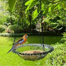 Hanging Bird Baths And Feeders For Outdoors, Plastic Bird Water Bowls For Garden And Yard Use  Hanging Bird Bath Outdoor Birdbath Bowl,Hanging Bird Feeder Tray For Garden,Outdoor Bowl With Tray For Garden, Patio & Backyard Decor - Gift For Bird Lovers - 灰色 - 查看 7