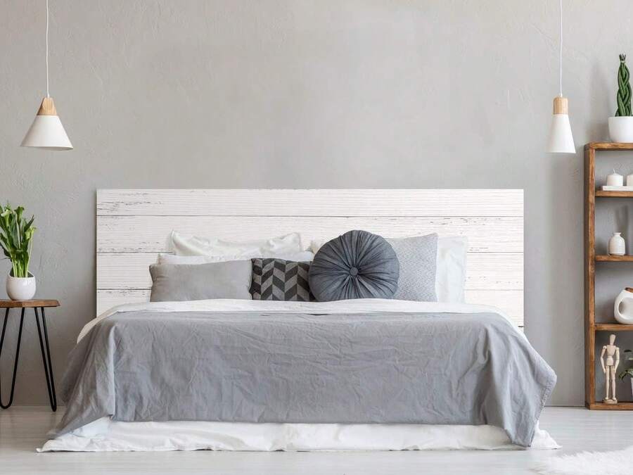 Tête de lit Oedim imitation bois | Blanche, en PVC de 5 mm d'épaisseur avec impression numérique | Disponible en plusieurs tailles | Tête de lit originale et abordable - Multicolore - Voir 1