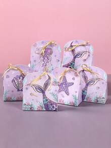 6 Stücke lila Meerjungfrau Geschenktüten mit goldenem Band, Geschenkboxen, Meerjungfrau Themenparty Zubehör, Mädchen Geburtstagsfeier Geschenkverpackungsboxen, Küchenbacken DIY Geschenkverpackungszubehör, Brautparty, Hochzeit Süßigkeiten Schokolade Bonbon Tüten, Babyparty Snack Tüten, Gender Reveal Party Dekorationen, Geburtstagsfeier Zubehör, Hochzeitsfeier Zubehör, Babyparty Dekorationen, Gender Reveal Dekorationen, Geburtstagsgeschenke - Lila Meerjungfrau - Übersicht 8