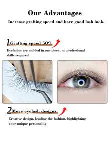 Winky Beauty 3DW Shape Pre-Made Fan Eyelash Extensions 12 Rows 0.07mm W-Shape Auto-Bloom Single Eyelashes Dense Full Coverage Eyelash Clusters False Eyelashes - View 6